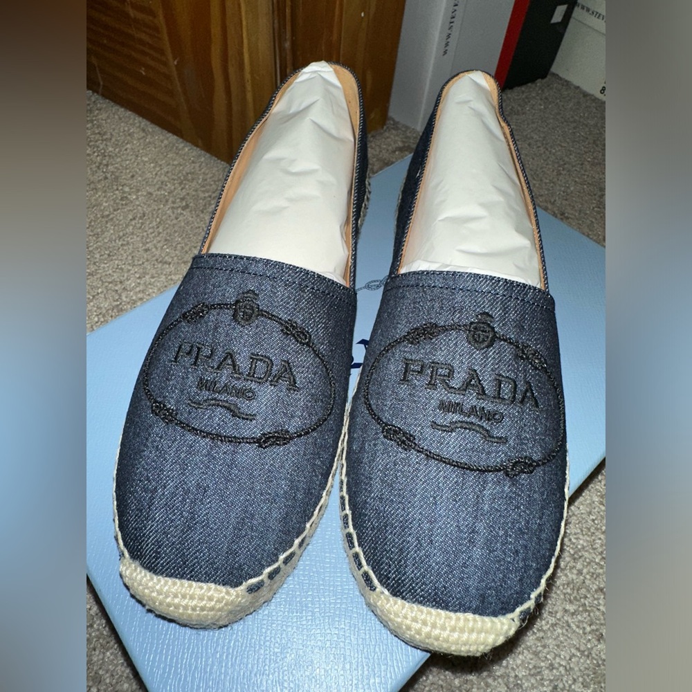 Prada Calzature Donna Espadrilles Denim size 37 BRAND NEW NEVER WORN